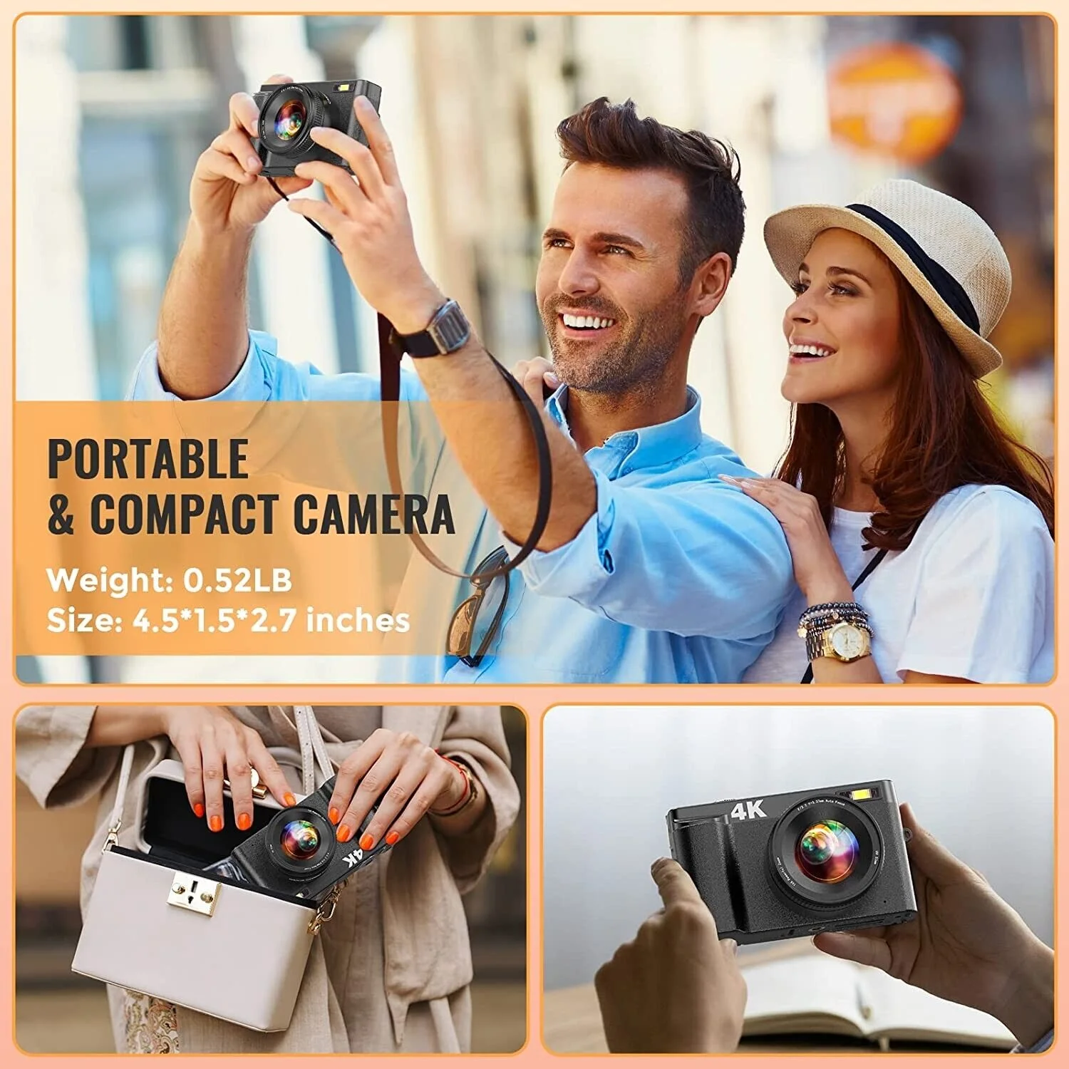 Vlogging Camera 4K Digital Camera for Youtube Autofocus with 32GB SD Card