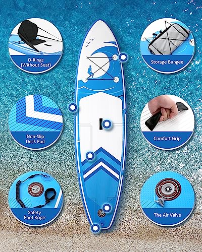 Paddle Board Stand Up Paddle Board SUP 6 inches Thick Board with ISUP Accessories & Carry Bag & Fast Pumping for Adults & Youth for Paddling Surfing
