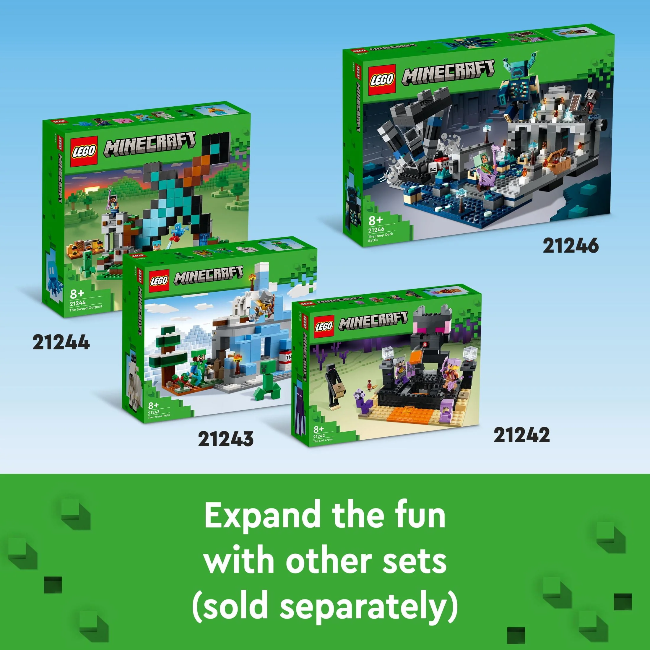 LEGO Minecraft The Deep Dark Battle Set, 21246 Biome Adventure Toy, Ancient City with Warden Figure, Exploding Tower & Treasure Chest
