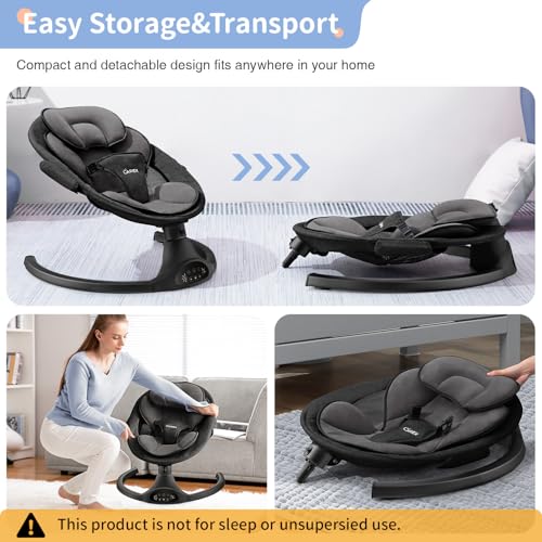 LAREX Baby Swing Infant Swing Electric Toddler Baby Rocker Portable for Newborn Boy Girl, 5 Sway Speeds with Remote Control