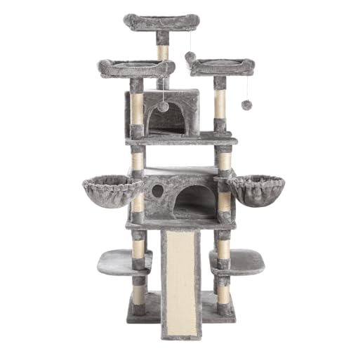 SHA CERLIN 68 Inches Multi-Level Large Cat Tree for Large Kitties/Big Cat Tower with Condo/Cozy Plush &zwnj