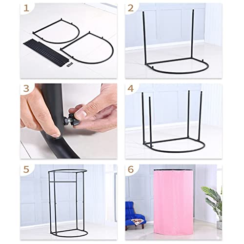 Don't Look At Me-Clothing Store Fitting Room With Shading Curtain,Portable Changing Room Divider - Black Frame