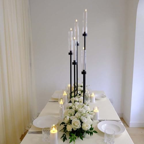 35inch 10pcs Black Candelabra Centerpieces for Tables 5 Arms Wedding centerpieces for Decorations