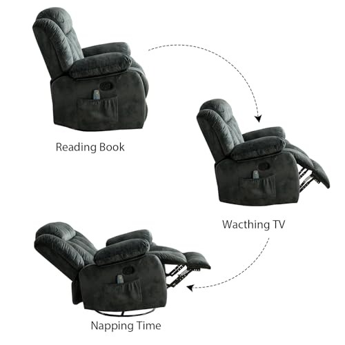 INZOY Massage Swivel Rocker Recliner with Heat and Vibration, Manual Rocking Recliner Chair with Vibrating Massage