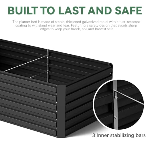 FOOWIN 2pcs 8x4x2ft Galvanized Raised Garden Bed, Planter Raised Garden Boxes Outdoor, Large Metal Raised Beds for Gardening