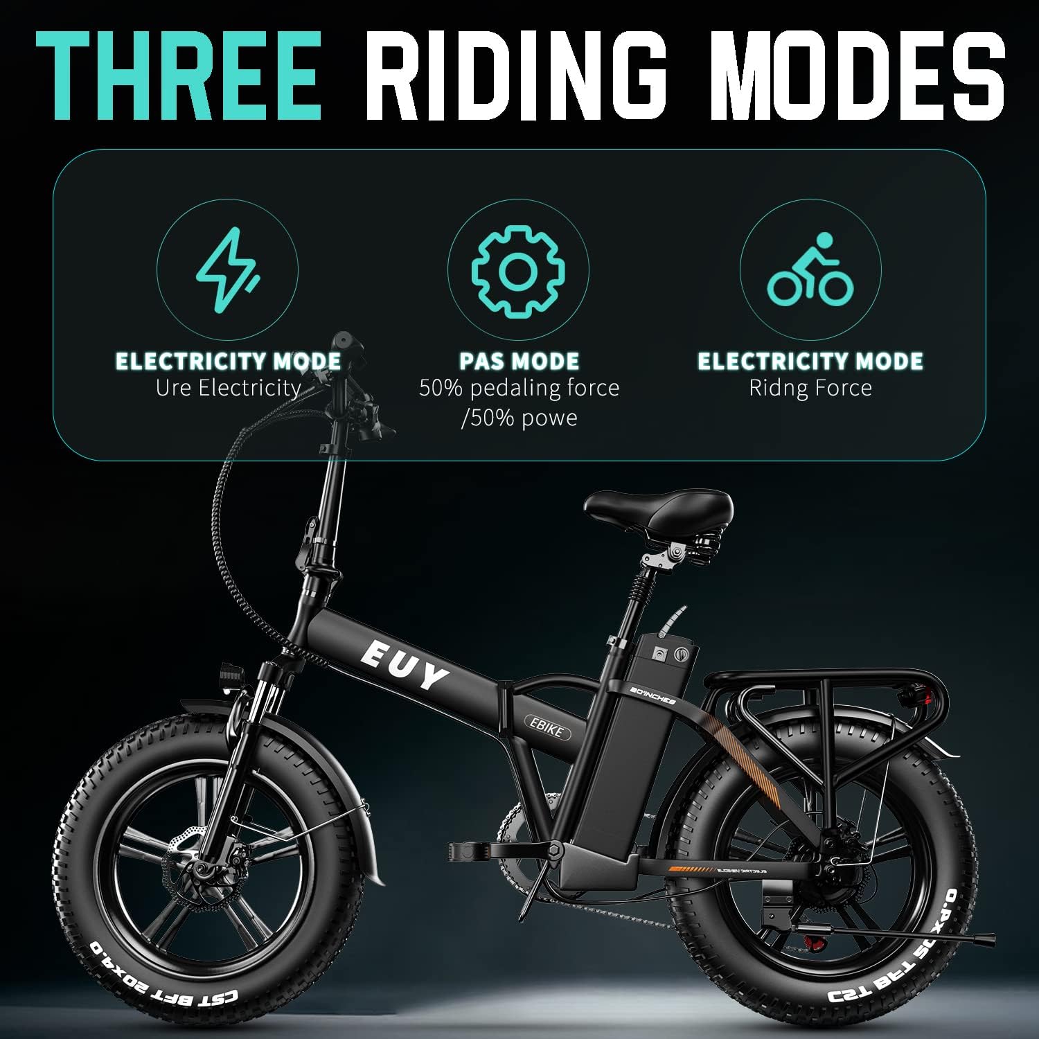 Auloor Electric Bike, 750W Ebike for Adults, 20" Fat Tire Electric Bike, 30MPH Max Speed Folding Electric Bike, 48V 18Ah Battery