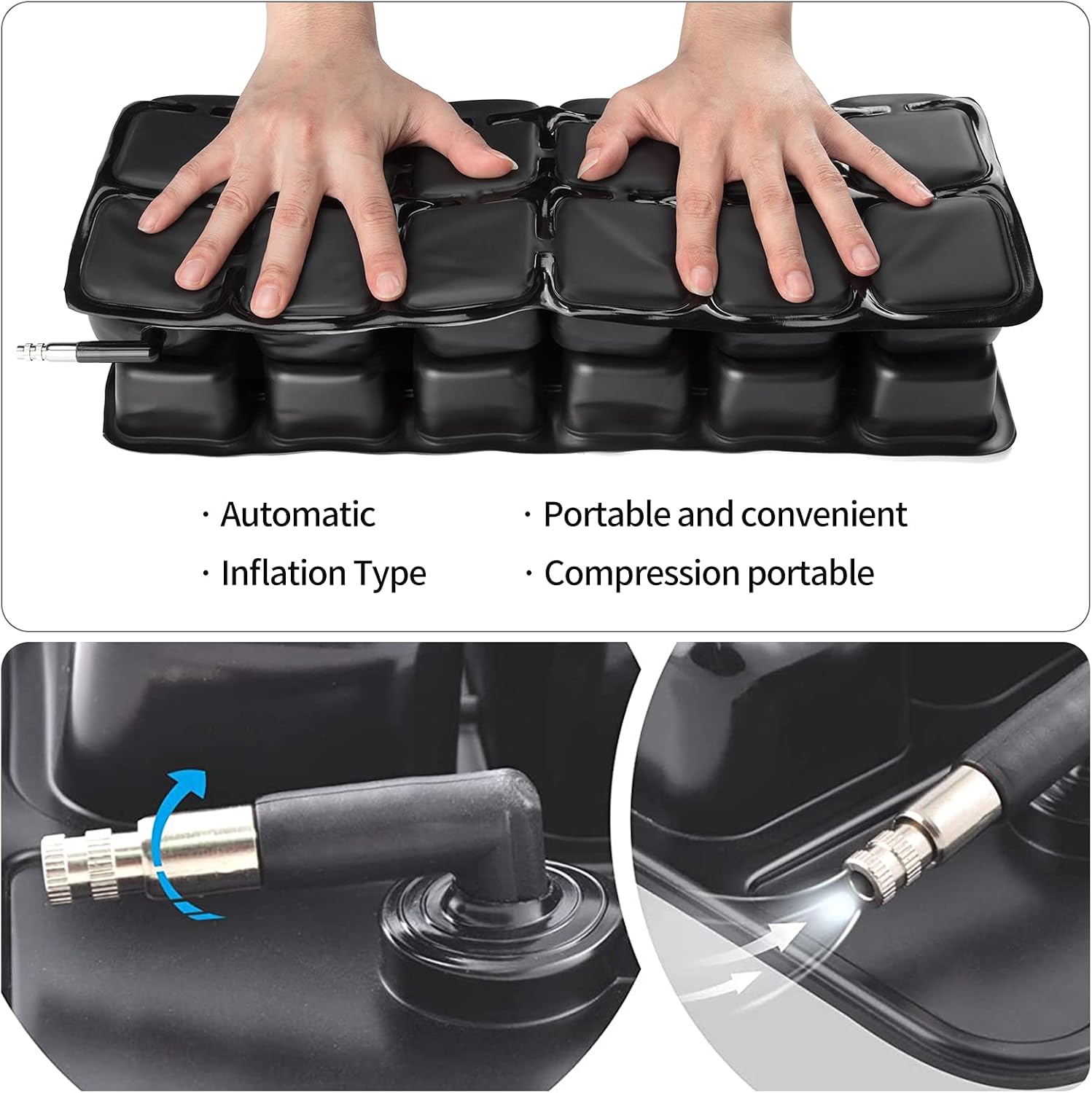 JILITEC Self Inflating Seat Cushion,Air Inflatable Seat Cushion,Chair Cushions for Office Chair,Wheelchair Cushions, Car Seat Cushion