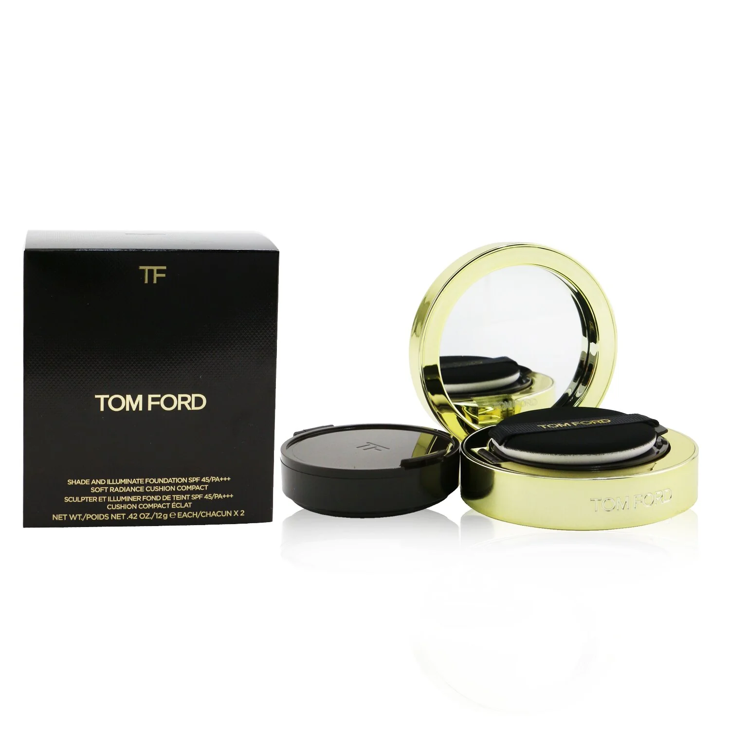 Tom Ford Shade And Illuminate Foundation Soft Radiance Cushion Compact SPF 45 With Extra Refill - # 1.3 Nude Ivory  2x12g/0.42oz