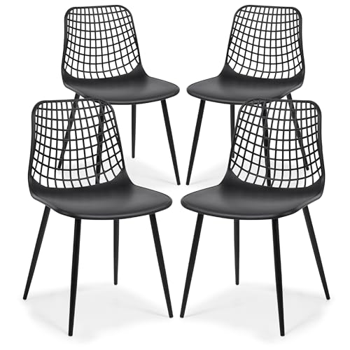 POLY & BARK Isla Modern Kitchen Chairs Set of 4 - Plastic Dining Chair with Metal Legs