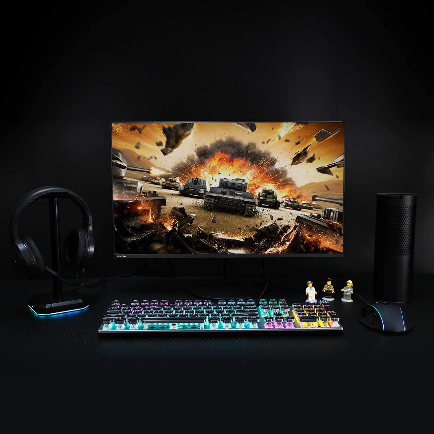 AULA F2088 Retro Mechanical Gaming Keyboard, with Removable Wrist Rest, Media Knob, RGB Rainbow Backlit