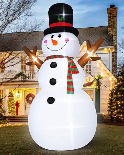 16FT Christmas Inflatable Snowman Outdoor Decorations, Giant Christmas Snowman, Holiday Blow Up Yard Decor with LED Lights