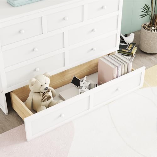 KEIKI Full Size Cabinet Murphy Bed with Charging Station and Drawers, Multiple Storage Foldable Hideaway Wall Murphy Bed Frame with Solid Slats