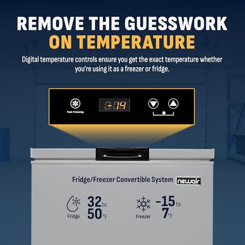 Newair 13.8 cu. ft. Upright Freezer, Fridge Freezer Convertible, Garage Ready Refrigerator, Frost Free Freezer with Door Alarm, Stand up Deep Freezer