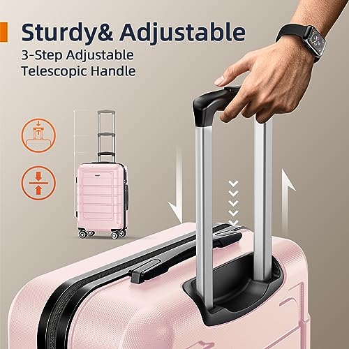 SHOWKOO Luggage Sets Expandable PC+ABS Durable Suitcase Double Wheels TSA Lock Black