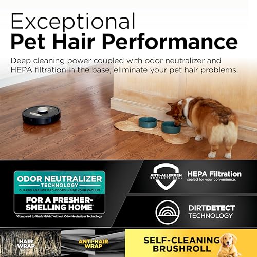 Shark RV2820AE Detect Pro Self-Empty Robot Vacuum with Bagless, 60-day Capacity HEPA Base, 3 Detect & React Technologies