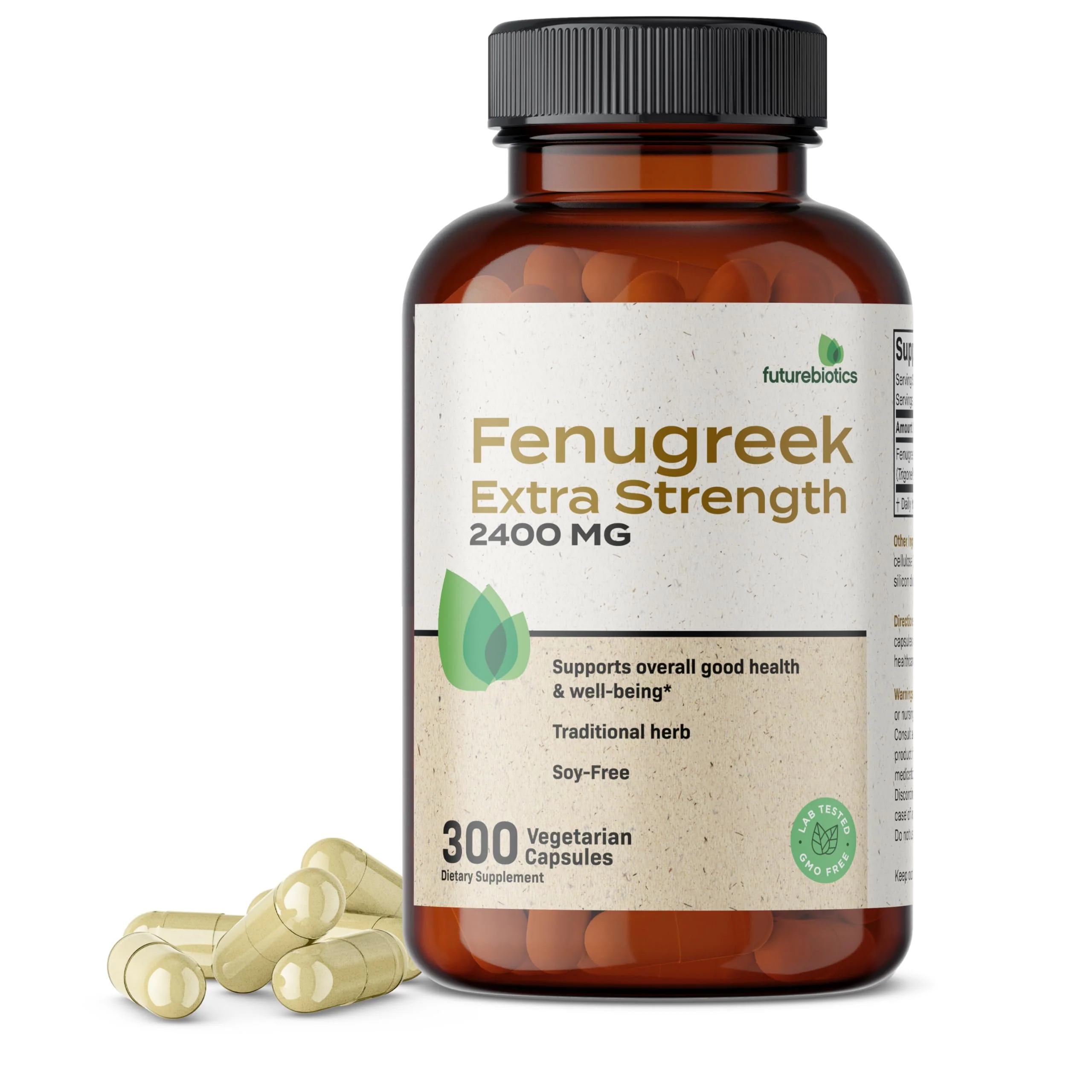 Futurebiotics Fenugreek Extra Strength 2400 MG Supports Overall Good Health & Well-Being, Non-GMO, 300 Vegetarian Capsules - Kansas Nuitrition