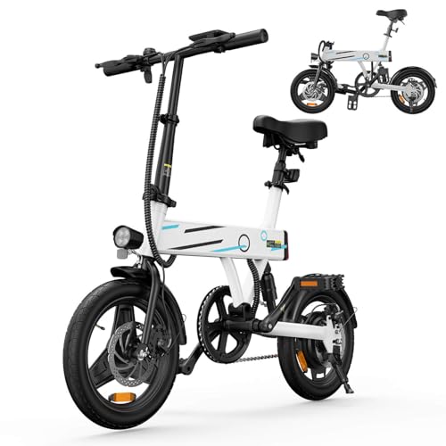 isinwheel U1 Electric Bike, 500W Motor, 20 mph, Folding Ebike, 14"/16"/20" Adults Electric Bicycles, 280.8Wh Battery, 25 Miles PAS Range, Black