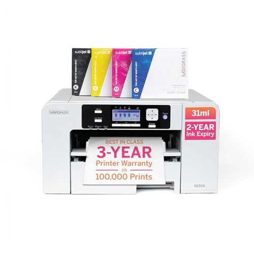 Sawgrass SG1000 Sublimation Printer Bundle | Professional Dye-Sublimation Printer with 31mL SubliJet UHD Inks & TruePix Paper | Prints Up to 11”x17”