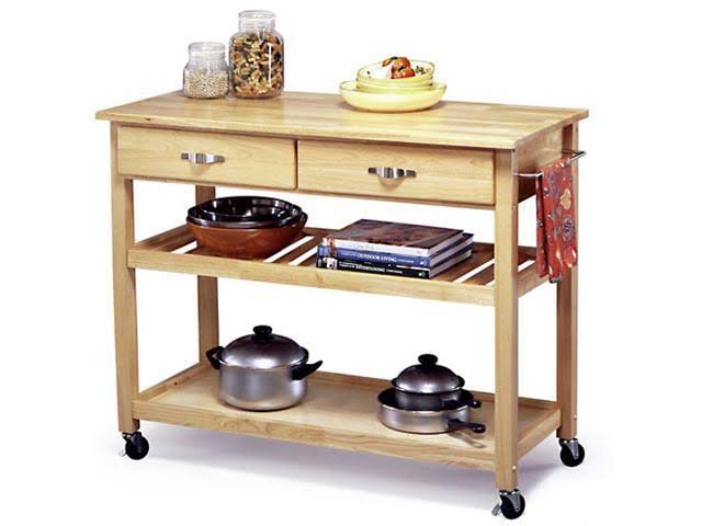 Home Styles Furniture Solid Wood Top Kitchen Cart in Natural