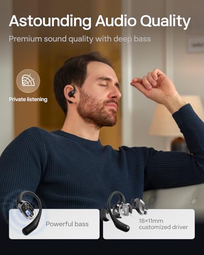 SHOKZ OpenFit - Open-Ear True Wireless Bluetooth Headphones with Microphone, Earbuds with Earhooks, Sweat Resistant, Fast Charging, 28HRS Playtime