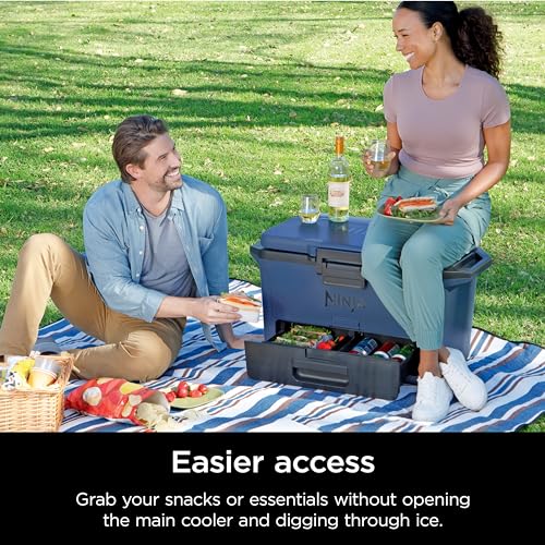 Ninja FB151GY FrostVault 50qt Hard Cooler with Dry Zone, Integrated Fridge-Temp Dry Storage Drawer, Premium Heavy-Duty Insulated Cooler