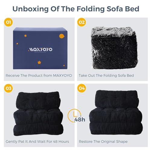 MAXYOYO Folding Sofa Bed, Convertible Sleeper Chair with Pillow Foldable Mattress with Back Support