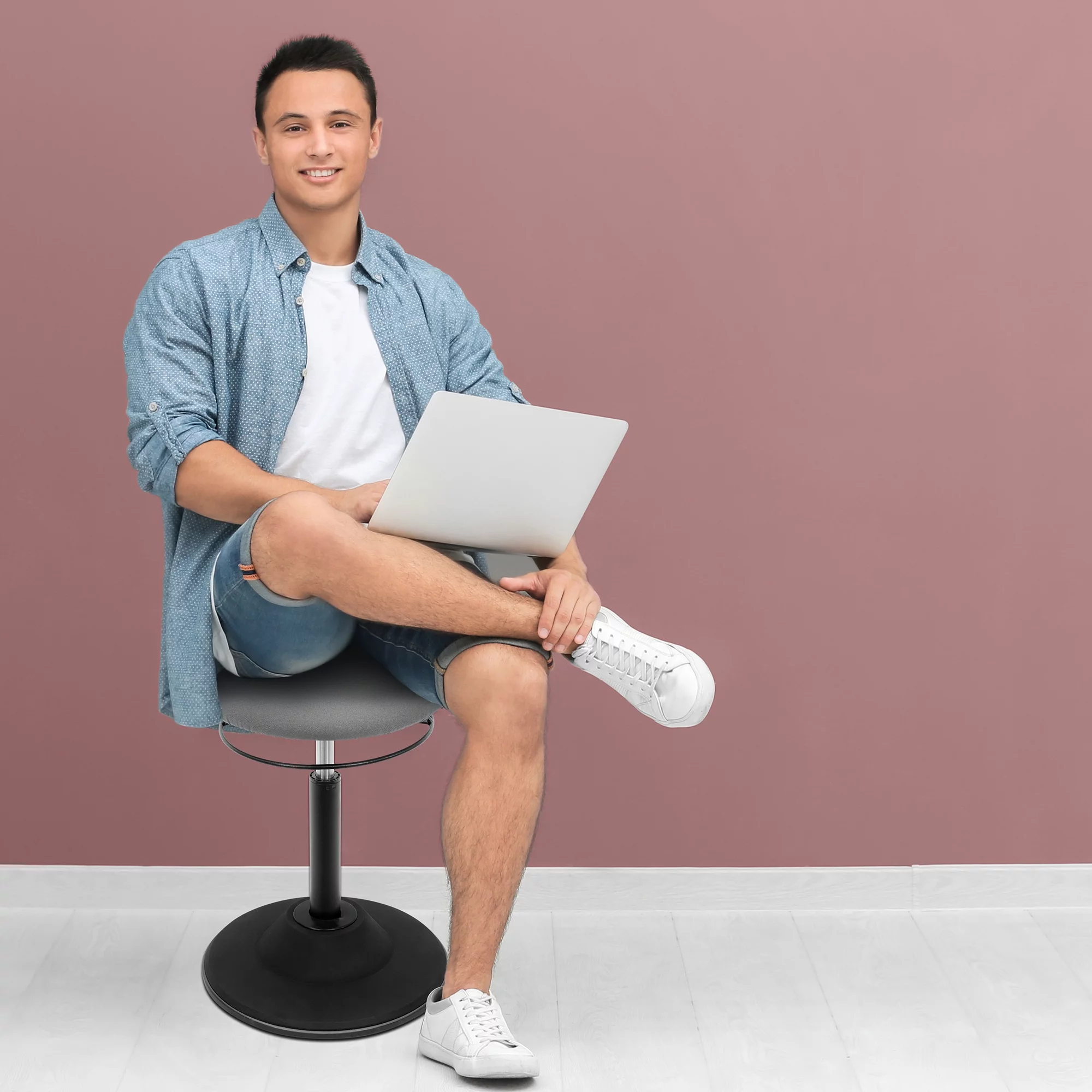 Mount-It! Height Adjustable Standing Desk Stool