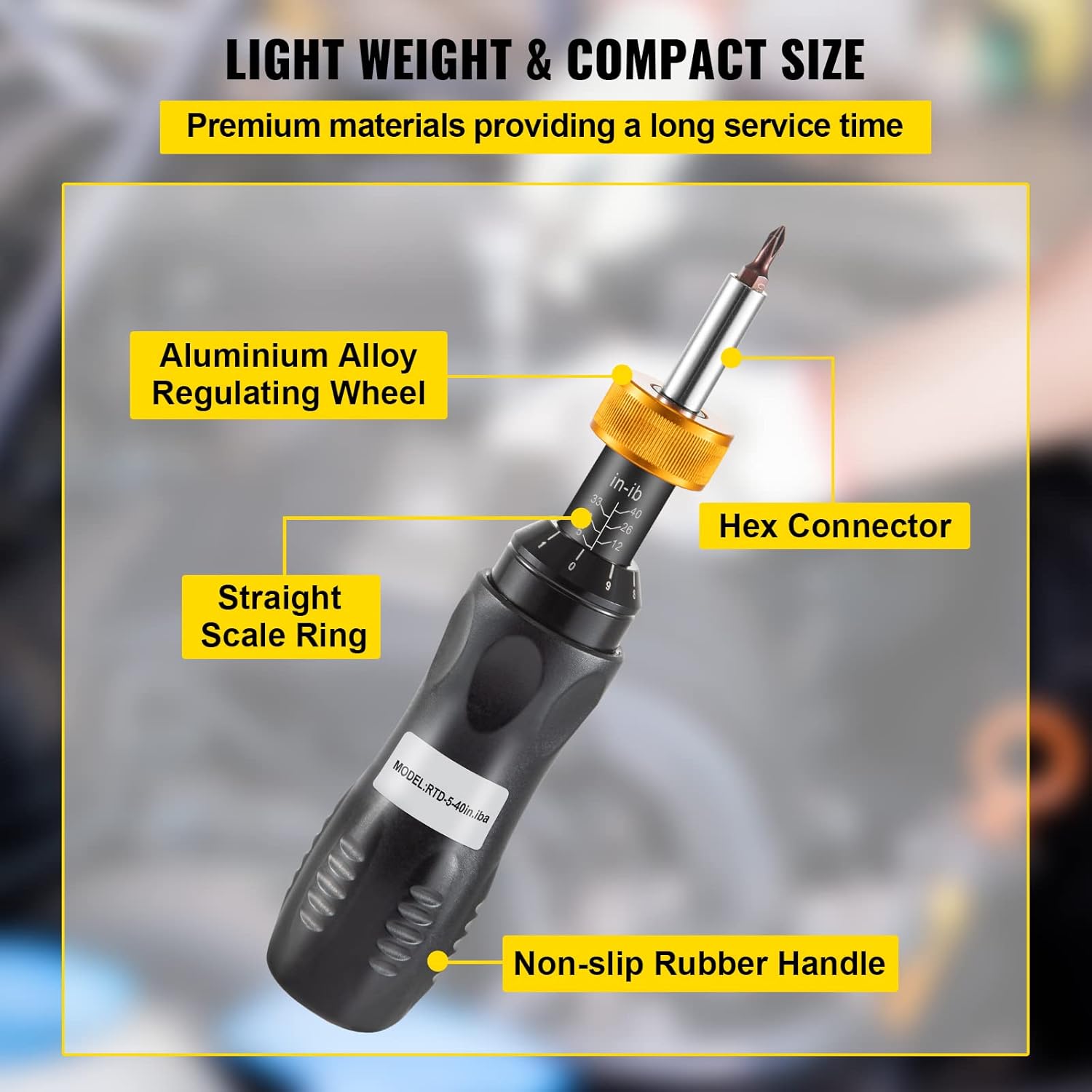 VEVOR Torque Screwdriver, 1/4 Drive Screwdriver Torque Wrench, Torque Screwdriver Electrician 5-40 in/lbs Torque Range Accurate to ±5%