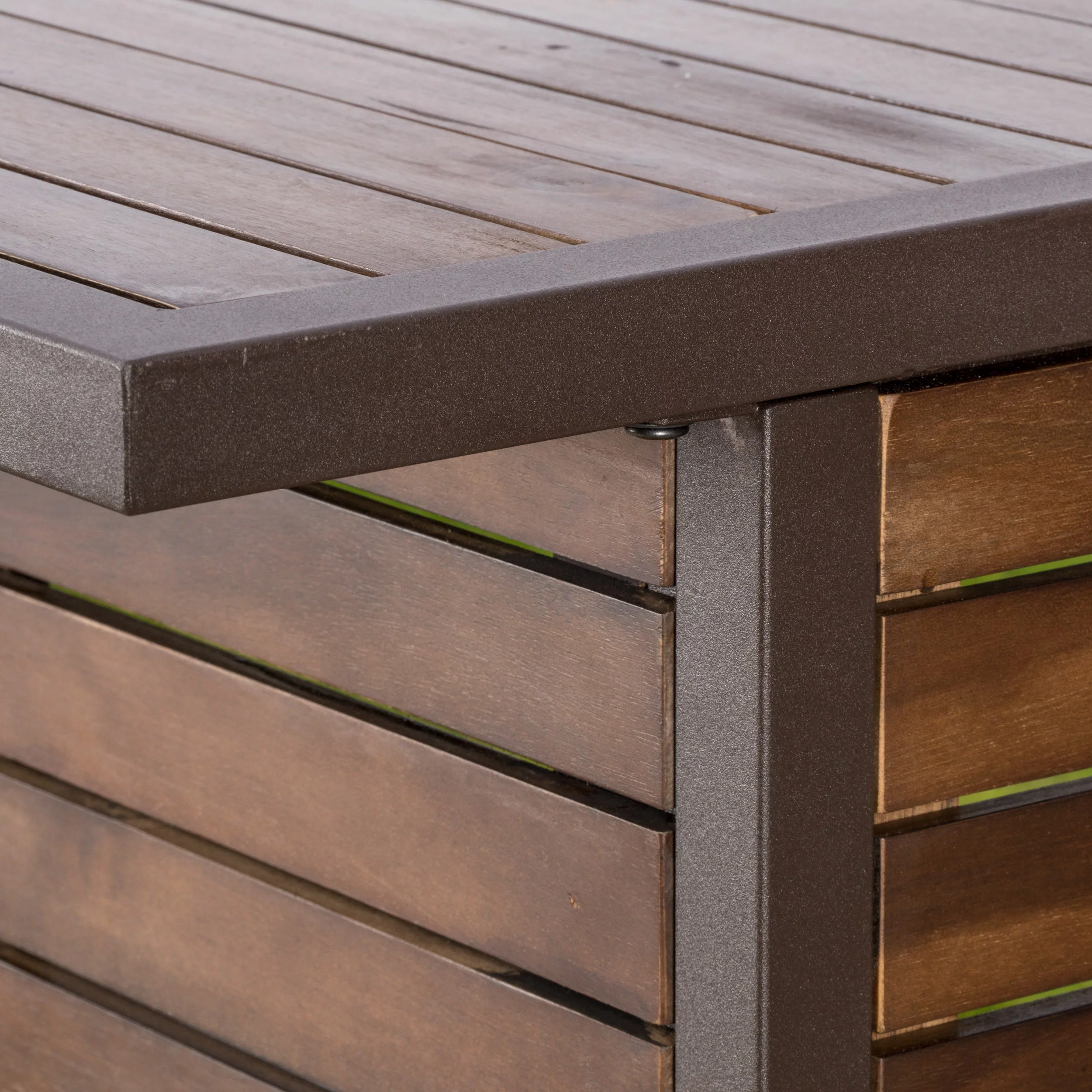 Ellis Outdoor 3 Piece Acacia Wood Bar Set, Dark Brown