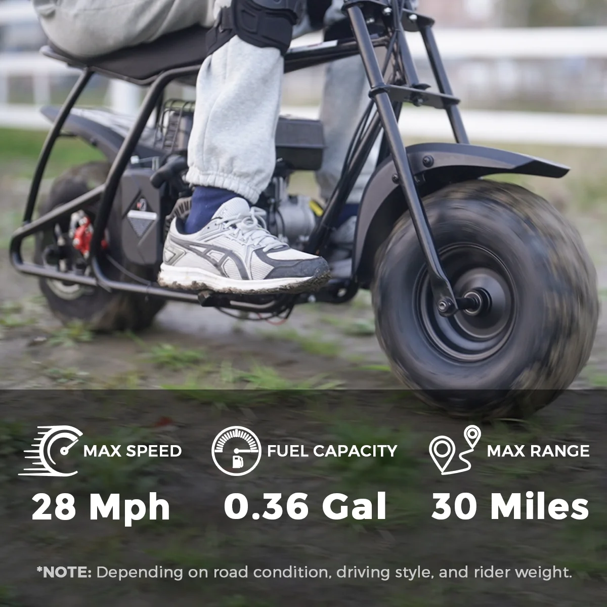 FRP GMB100 Mini Bike, 99CC 4-Stroke Mini Bikes for Adults, Gas Powered Mini Dirt Bike, Off-Road Motorcycle W/LED Headlight and Neck Gaiter