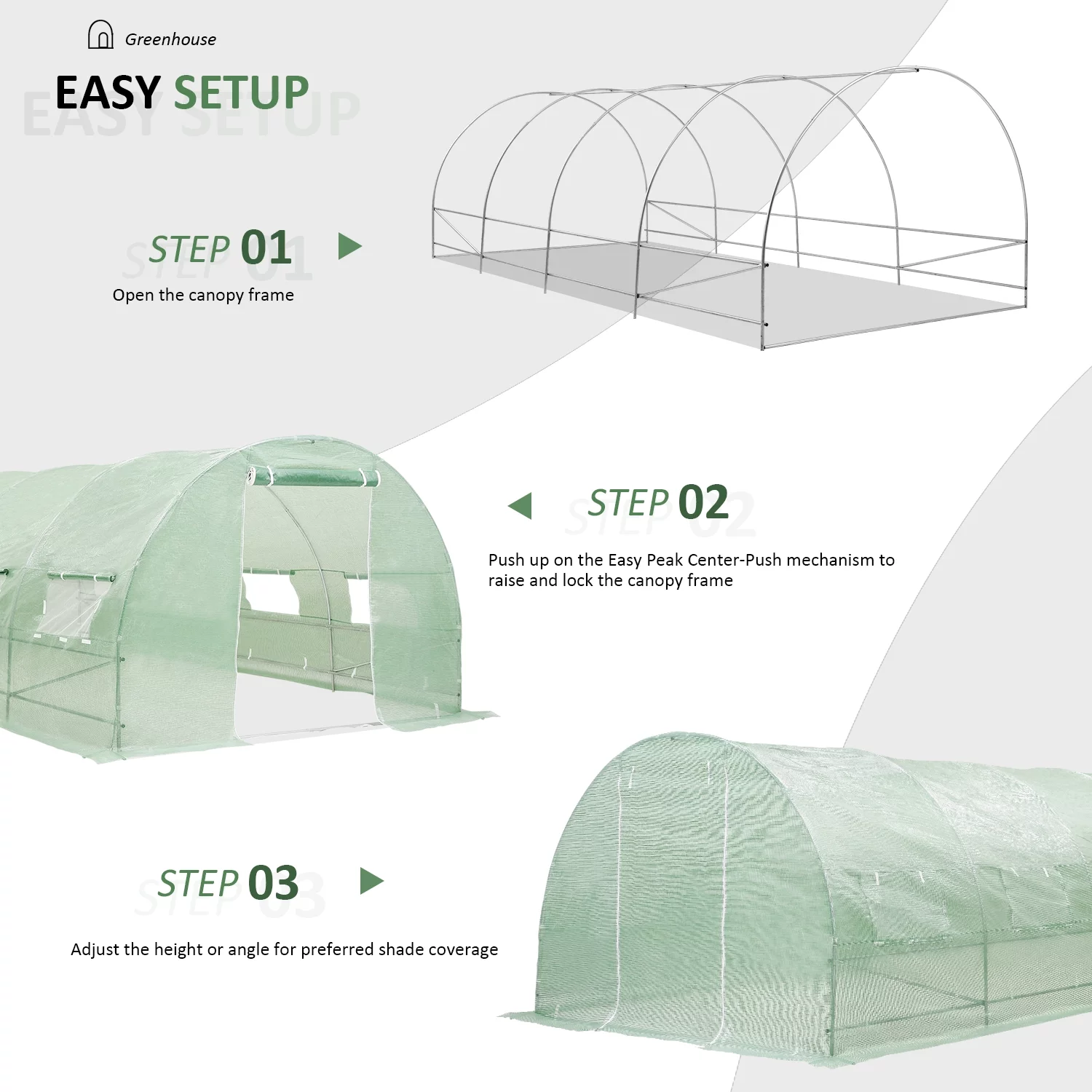 Outdoor Basic Patio Greenhouse Walk-in Green House 10'x20'x7' Portable Plastic Gardening Plant Hot Outdoor House, Four Rooms