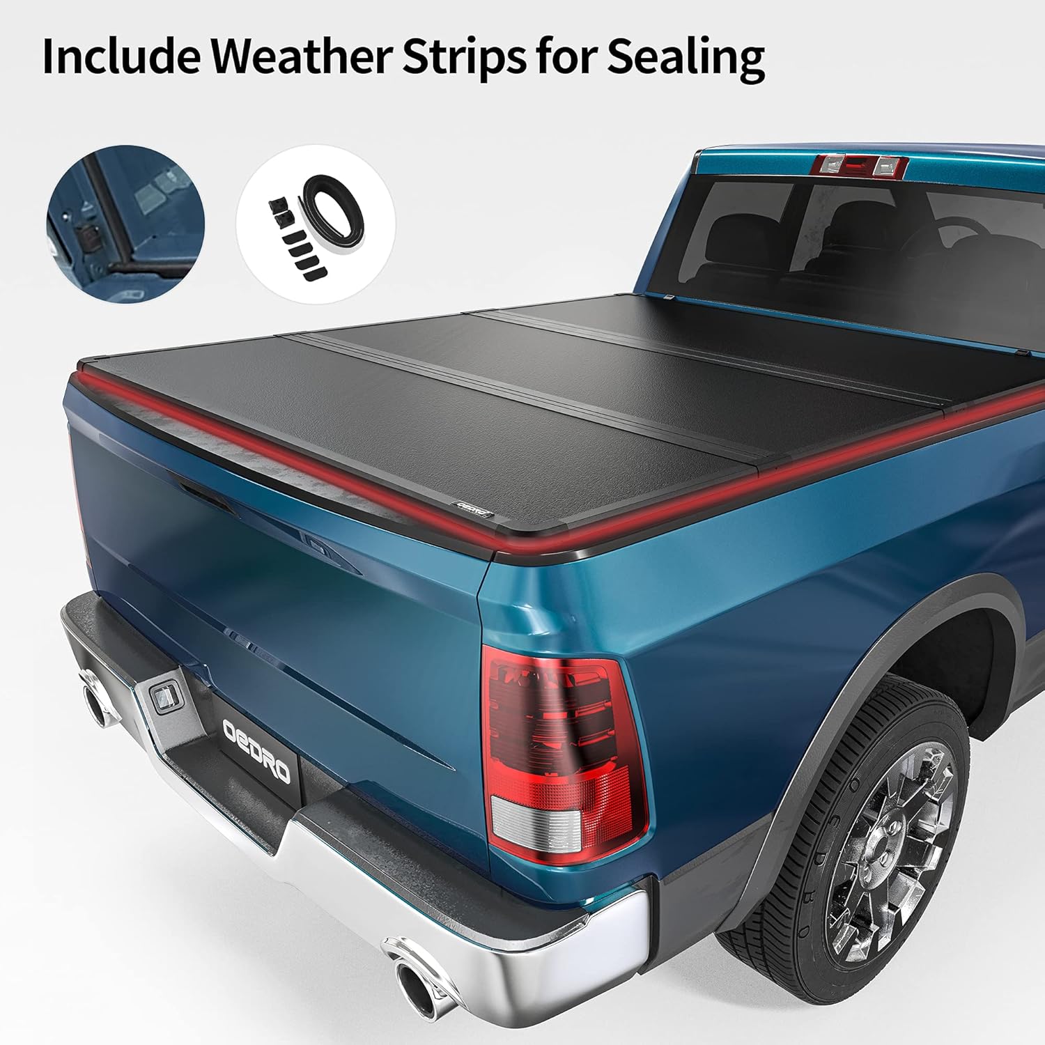 oEdRo Hard Tri-fold Truck Bed Tonneau Cover Compatible with 2014-2021 Toyota Tundra, Fleetside 5.5 ft Bed with Deck Rail System