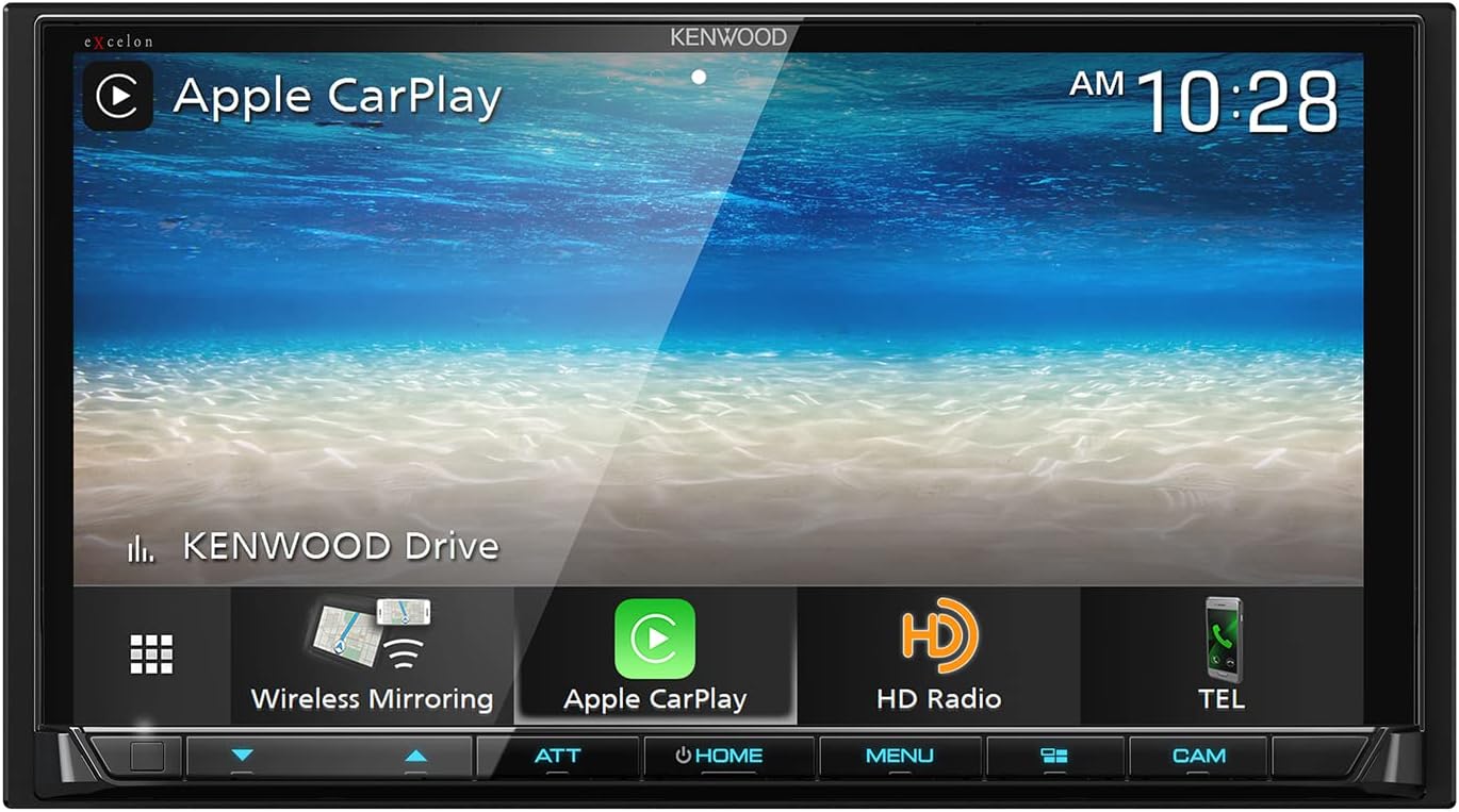 KENWOOD eXcelon DMX907S 6.95" Digital Multimedia Bluetooth Car Stereo with USB, AM/FM HD Radio, Double DIN, Wireless Apple CarPlay and Android Auto