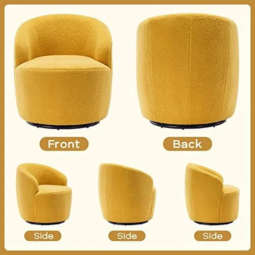 YZboomLife Swivel Barrel Chair with Velvet Fabric  Swivel Accent Chair  Comfy Sherpa Round Accent Chair for  Swivel Club Armchair for Nursery Living
