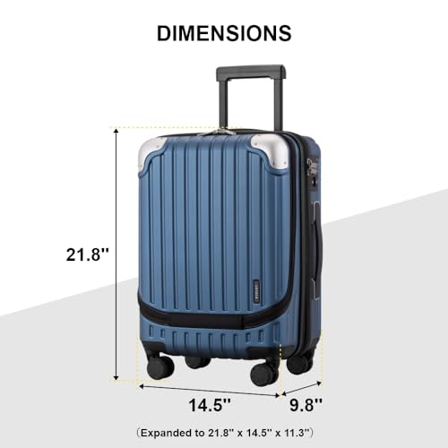 LEVEL8 Grace Carry on Luggage Airline Approved, 20 Inch Expandable Hardside Suitcases with wheels, Abs+Pc Harshell Spinner Luggages with Tsa Lock, Red