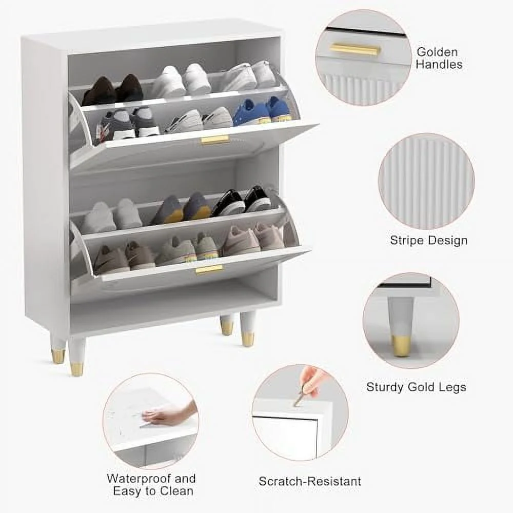 KHBIULIFE Shoe Cabinet for Entryway Slim  Hidden Shoe  Cabinet with Doors  White Flip Drawer Shoe Organizer Cabinet Thin， Narrow Shoe Rack Cabinet