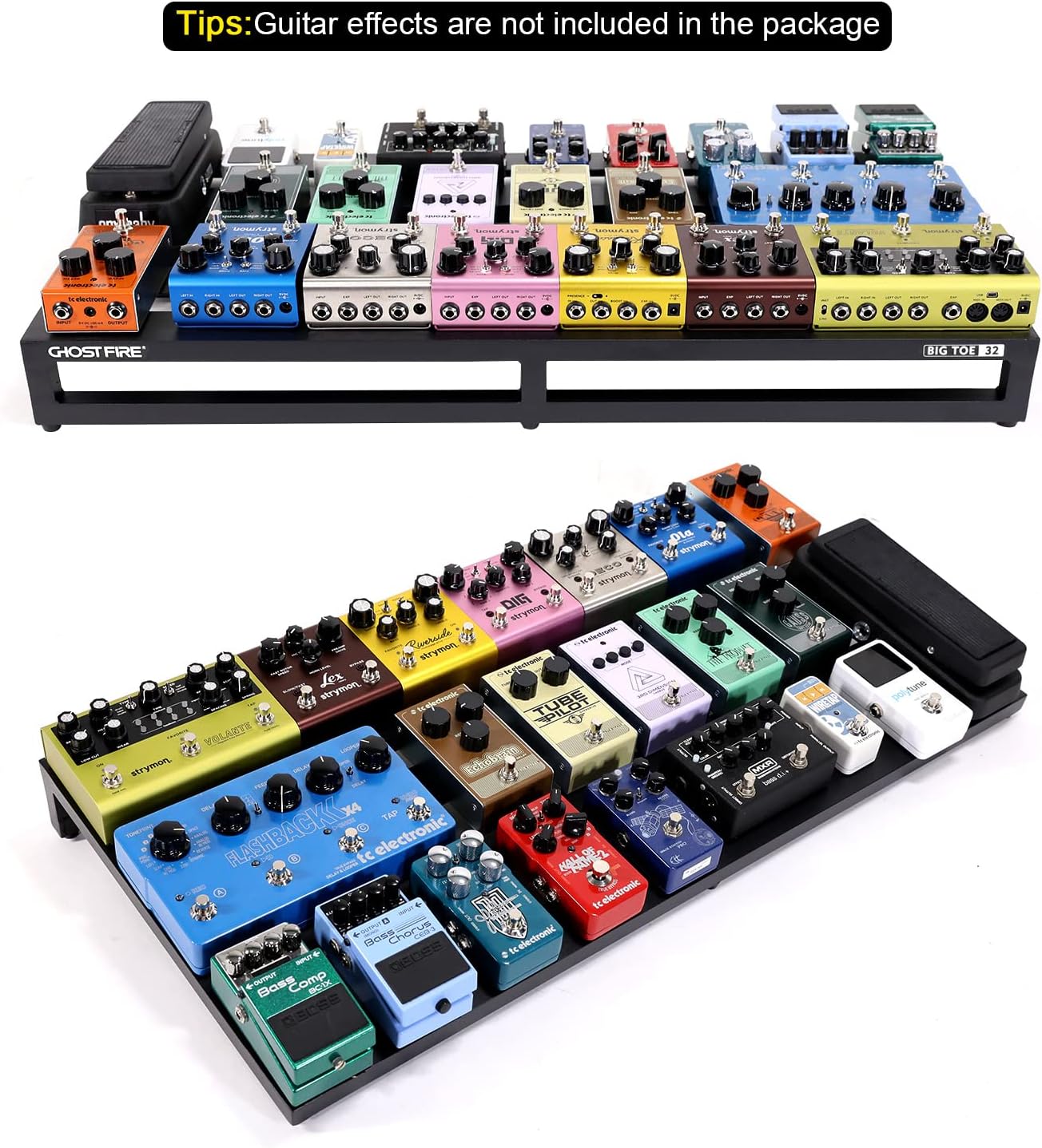 Ghost Fire Guitar Pedal Board Aluminum Alloy Effect Pedalboard with Carry Bag,V series (V-BABY MAX（Deluxe Edition）)