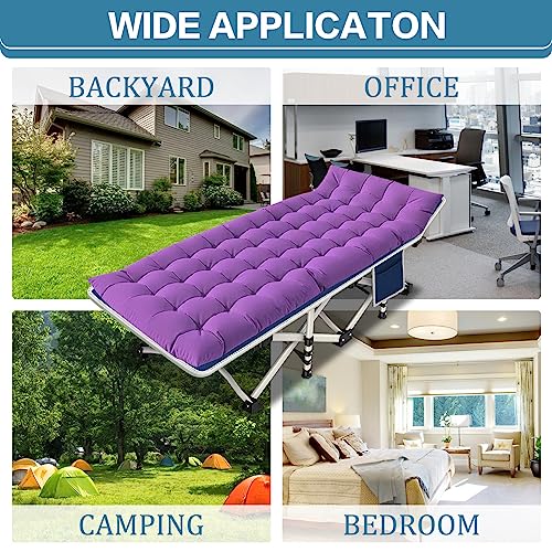 2 Pack Camping Cot with Mattress Comfortable Cot Bed Folding Cot Heavy Duty Cots for Sleeping with Carry Bag for Adults Kids Guest Bed Outdoor Indoor