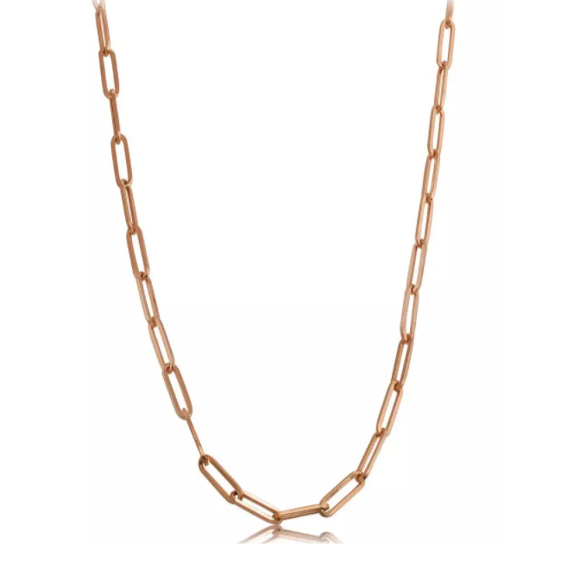14k Rose Gold Paperclip Chain Necklace, 3mm, 20"