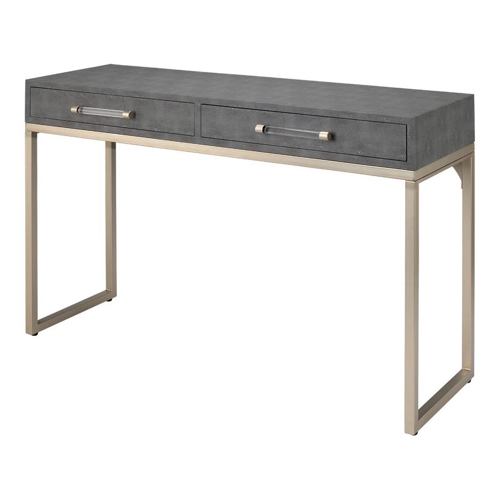 Eden Home Faux Shagreen and Metal Console Table in Gray/Nickel
