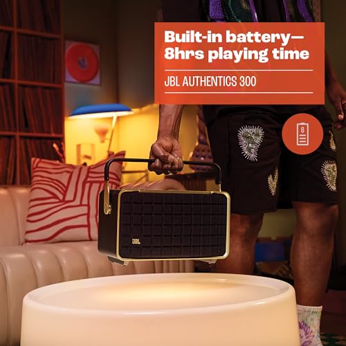 JBL Authentics 200 - Retro Style Smart Home Speaker with Built in Wi-Fi, Bluetooth and Voice Assistants, Alexa and Google Assistant