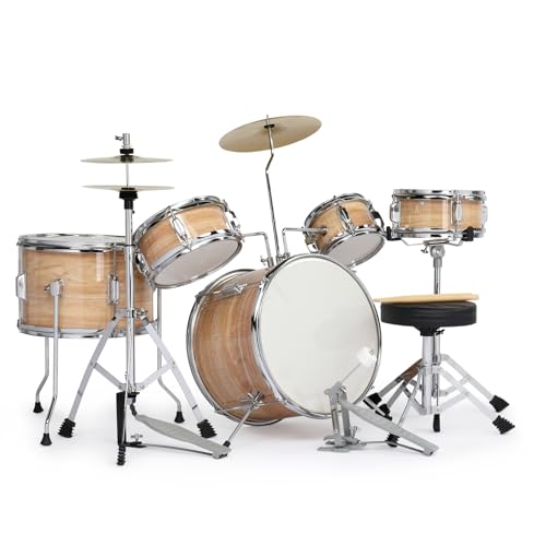 Ktaxon 5-Piece Complete Junior Drums Set, 14 Inch Beginners Drum Kit with Throne Stool, Pedal & Drumsticks, Kids Drums Musical Instruments W/Cymbal
