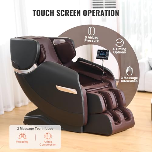 VEVOR Full Body Massage Chair, SL-Track Zero Gravity Massage Recliner, 3D Shiatsu, Body Scan, Heating, Bluetooth Speaker, Airbags for Living Room