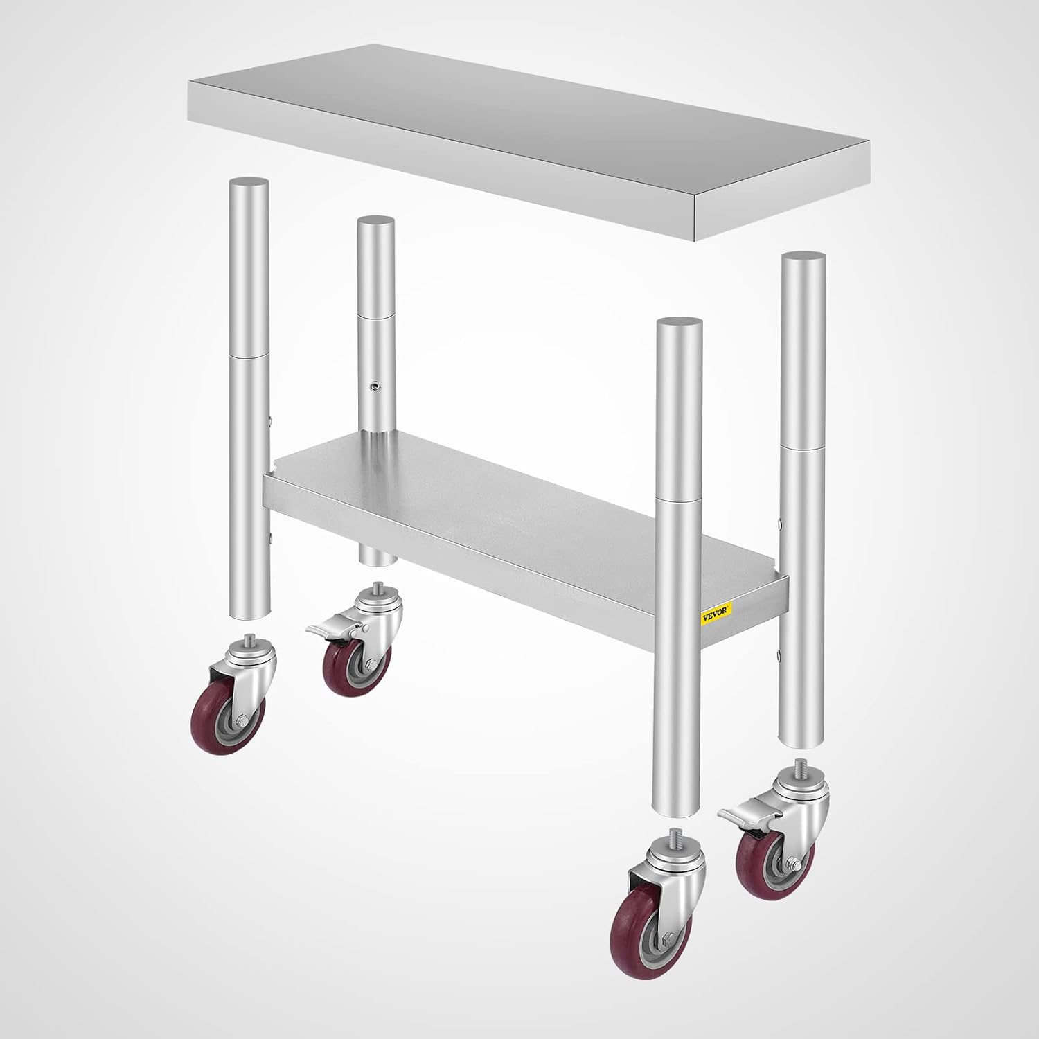 Mophorn Stainless Steel Work Table with Wheels 24 x 30 Prep Table with casters Heavy Duty Work Table for Commercial Kitchen Restaurant Business (24 x