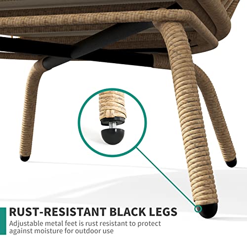 DWVO Rattan Egg Chair with Ottoman, Indoor Outdoor Egg Shape Wicker Chair for Patio, Backyard, Living Room, Basket Chair w/Footrest, 5 Cushions