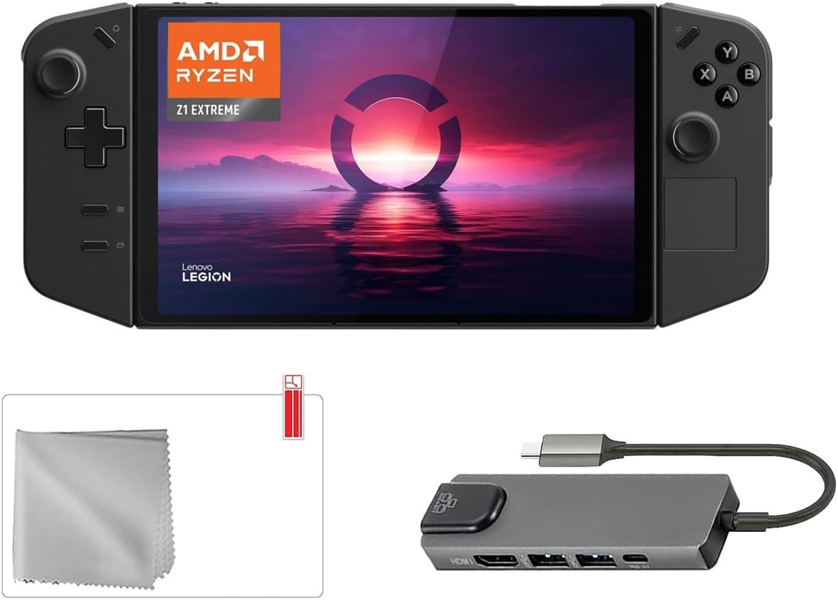 Lenovo Legion Go 512GB Gaming Handheld 8.8-inch Touchscreen 144Hz 2K QHD AMD Ryzen Z1 Extreme Processor, Hub, Screen Protector