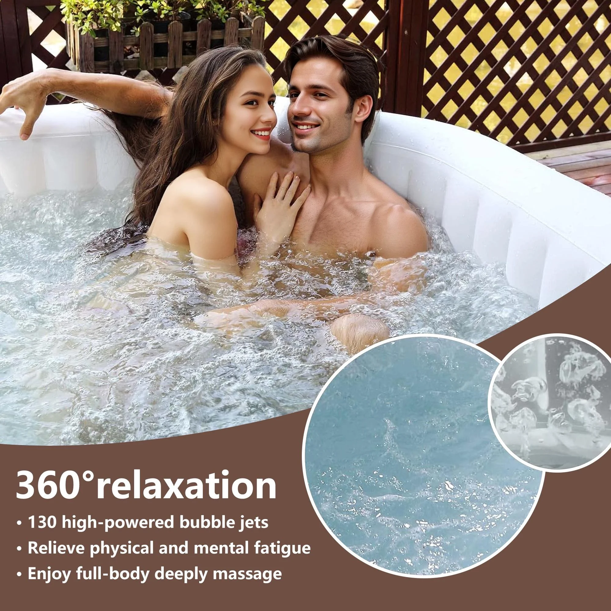 73 Inch 4-6 Person Inflatable Hot Tub Spa with Control Panel, Outdoor Portable Hottub with 130 Jets, Insulated Tub Cover and Floor Protector, Gray