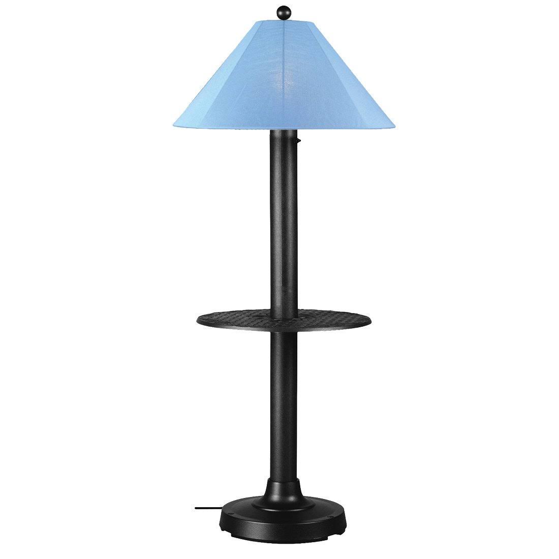 Patio Living Catalina Floor Table Lamp 39691 with 3x22 White Body and Sky Blue Sunbrella Shade Fabric