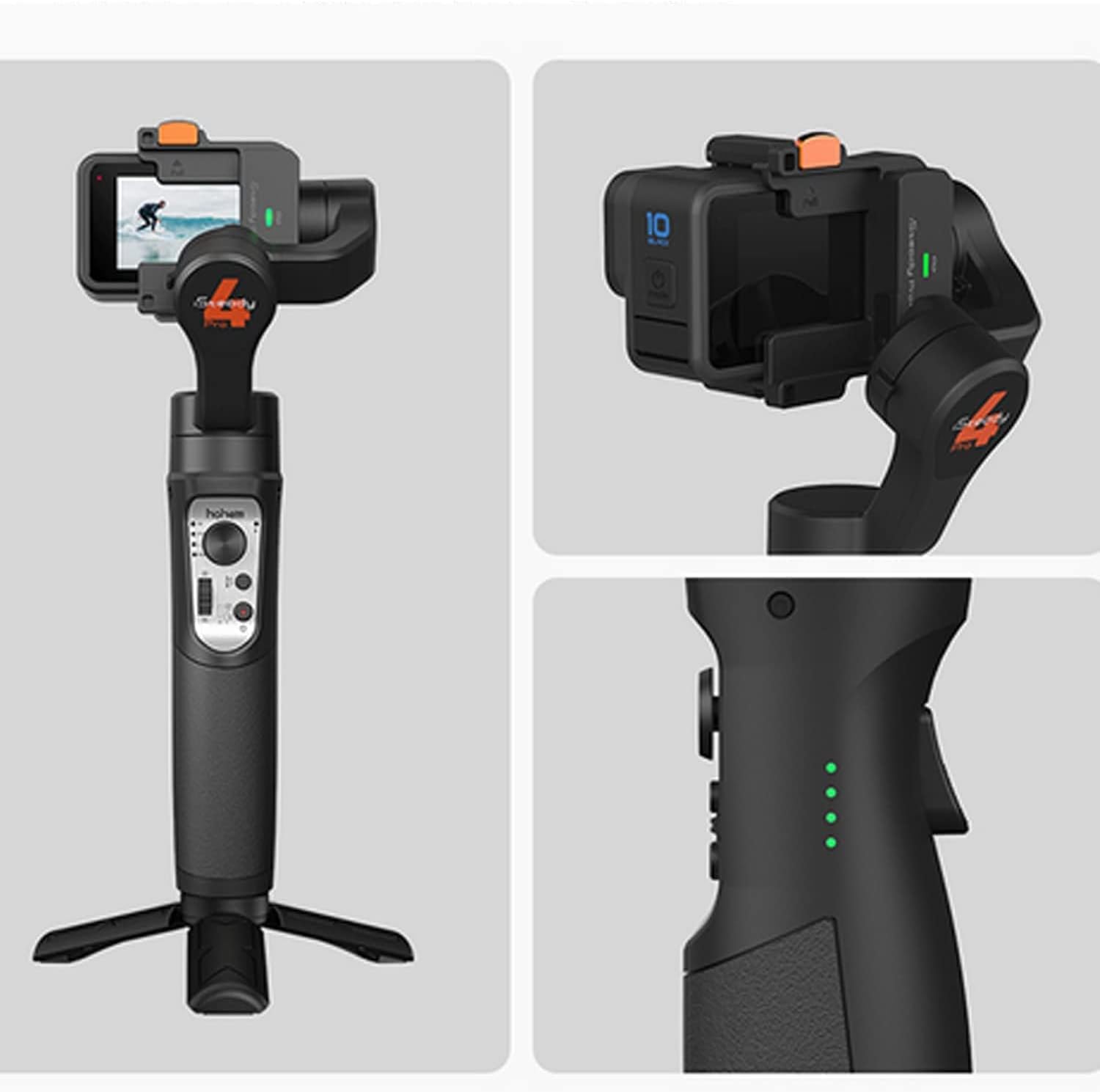 hohem iSteady Pro 4 3-Axis Gimbal Stabilizer for Gopro 10/9 8/7/6/5/4, for Osmo Action and Other Action Cameras - Support Bluetooth & Cable Control