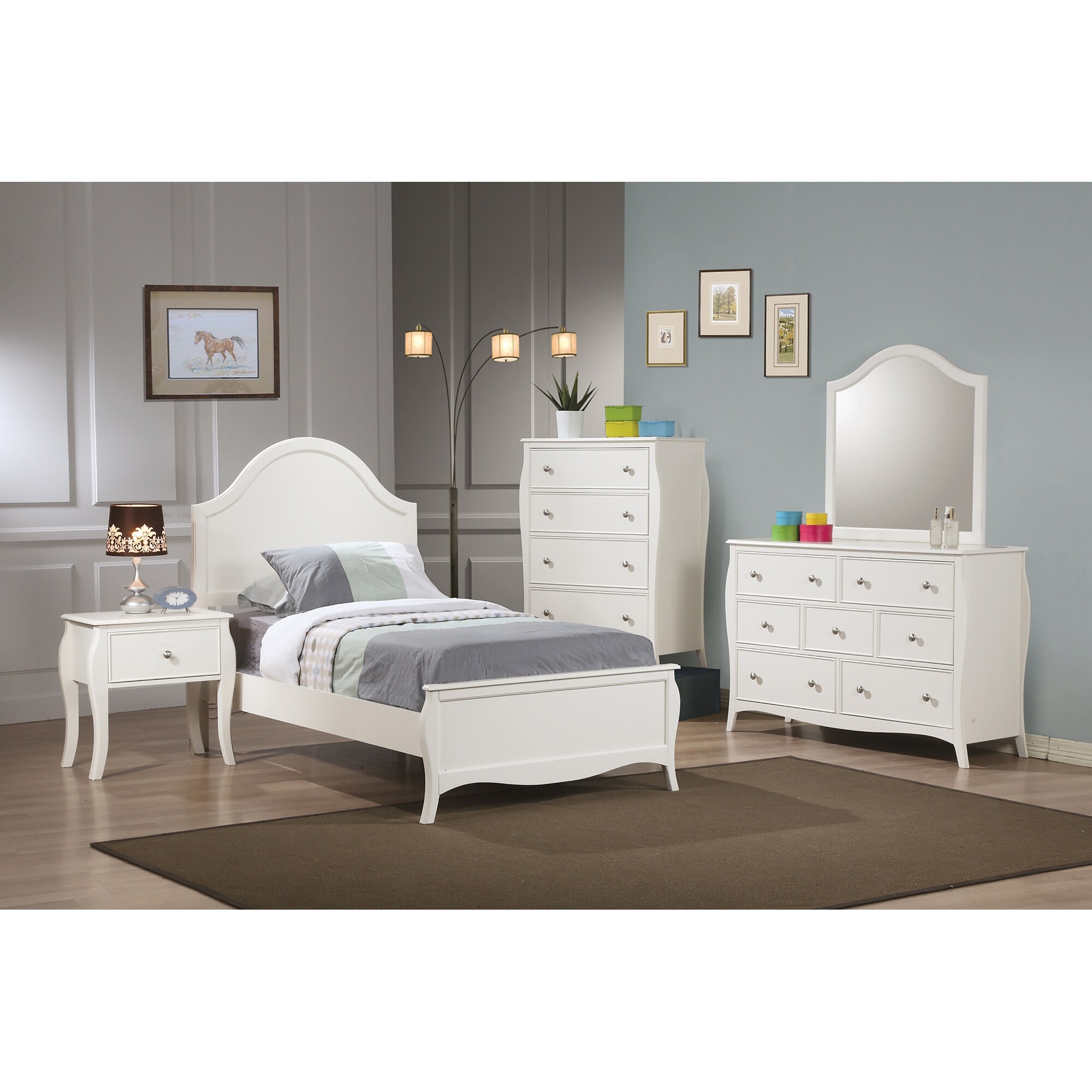 Chloe French Country White Panel Bed Twin